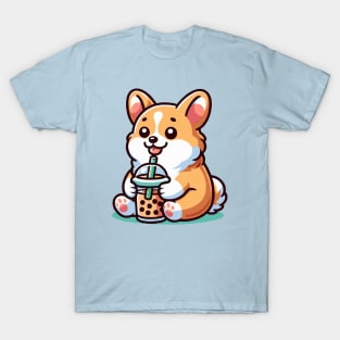 cute corgi drink boba T-Shirt